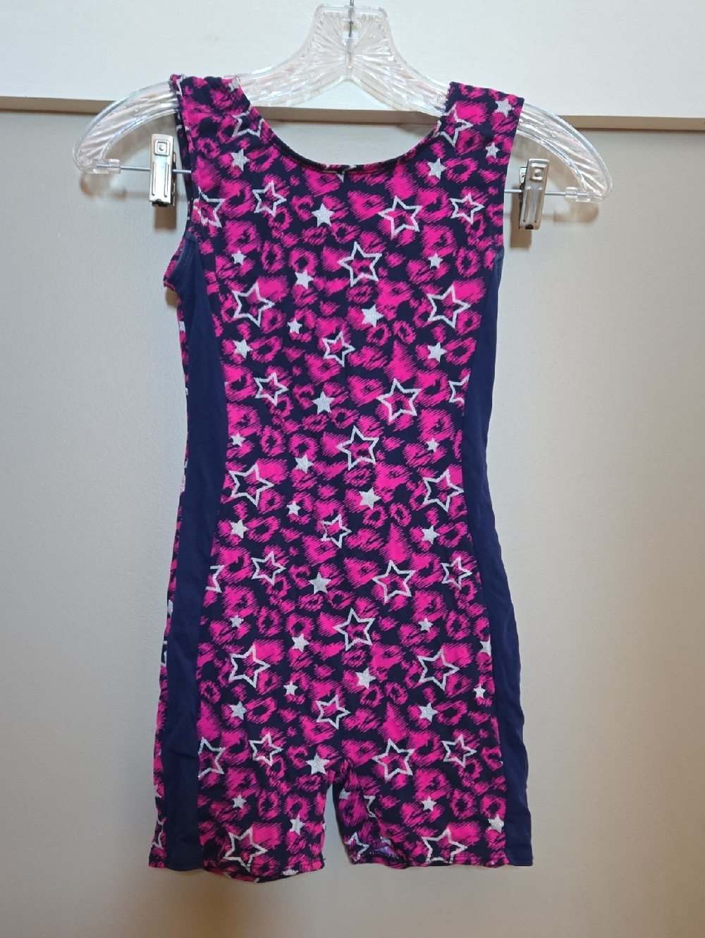 Girls' Pink Star & Leopard Print Active Shorts Leotard